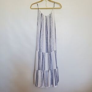 RAILS REVOLVE ADORA DRESS MIDI LINEN SPRING SUMMER WHITE BLUE STRIPED WOMEN MED